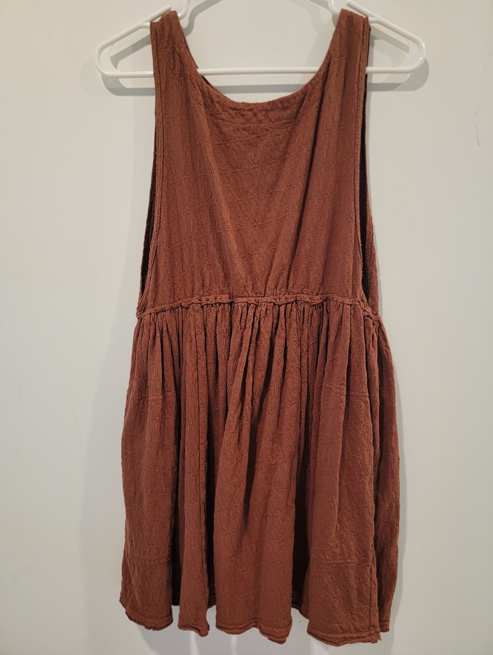 Free People Beach Cotton Gauzy Dress With Deep Armholes Size Small Brown